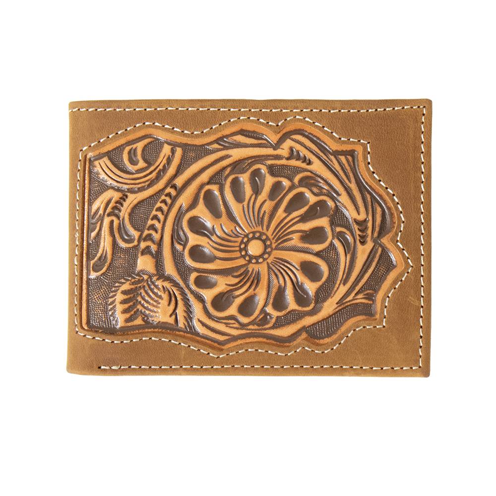 3D Floral Embossed Inlay Bifold Wallet