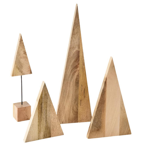 4 Piece Set of Mango Wood Christmas Tree Topiaries HOME & GIFTS - Home Decor - Seasonal Decor Kalalou   