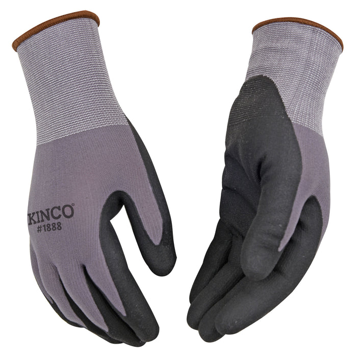 Kinco Gray Nylon-Spandex Knit CoolCoat Micro-Foam Nitrile Palm For the Rider - Gloves Kinco