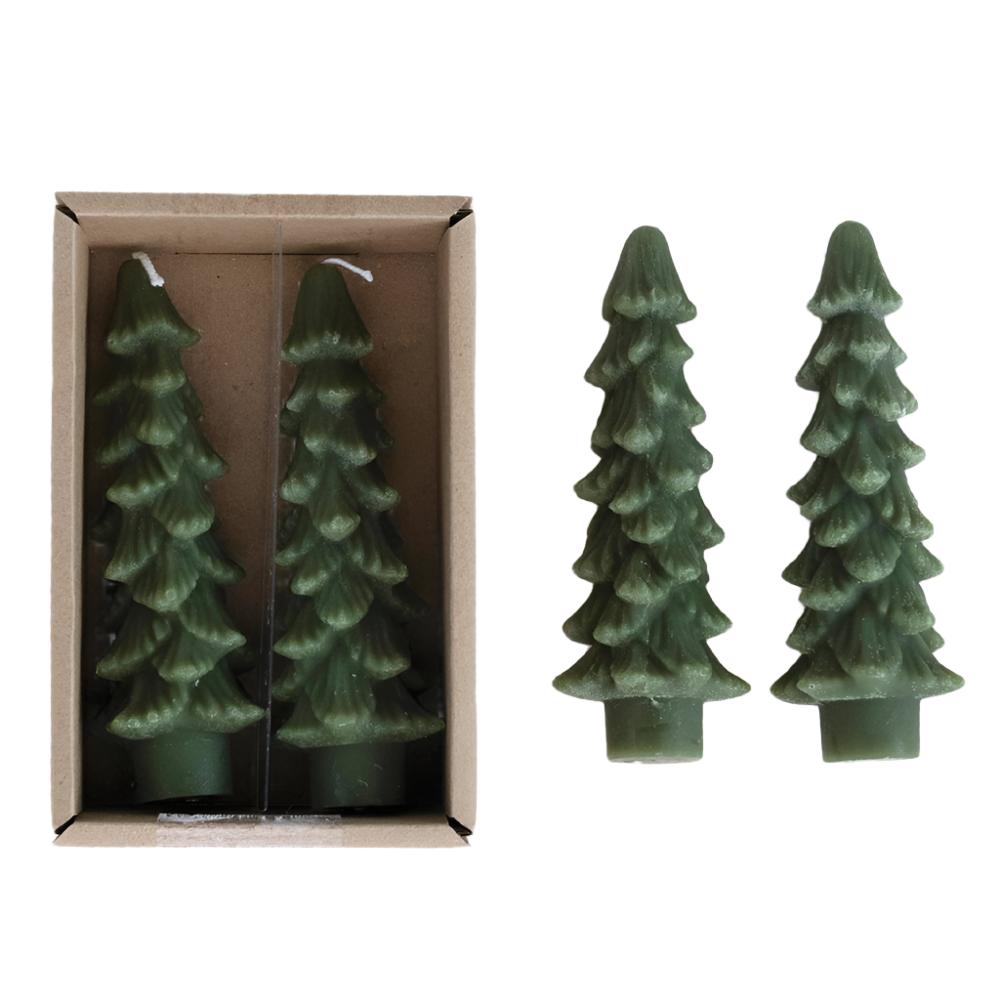 Evergreen Tree Taper Candle Set HOME & GIFTS - Home Decor - Seasonal Decor Creative Co-Op