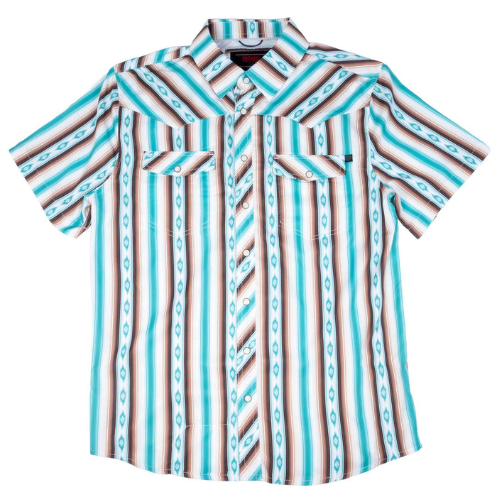 Rock & Roll Denim Men's Tek Ripstop Aztec Stripe Pearl Snap Shirt