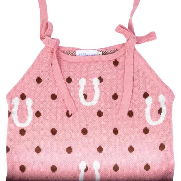 Girl's Horseshoe Polka Dot Pink Dress
