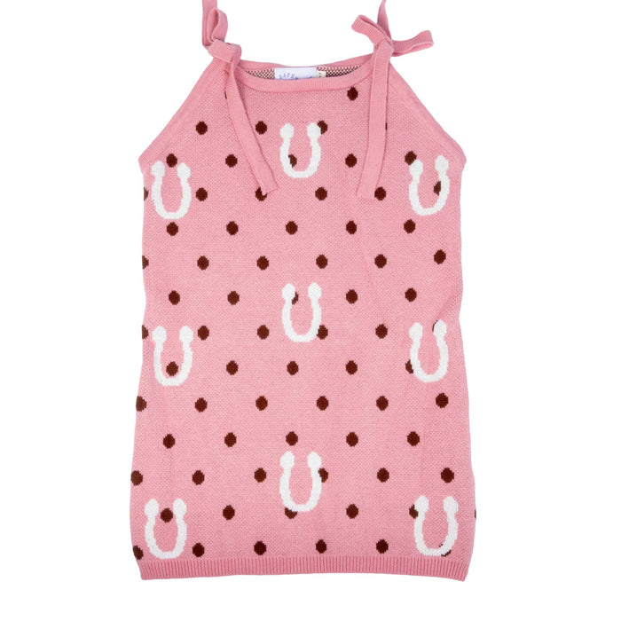 Girl's Horseshoe Polka Dot Pink Dress