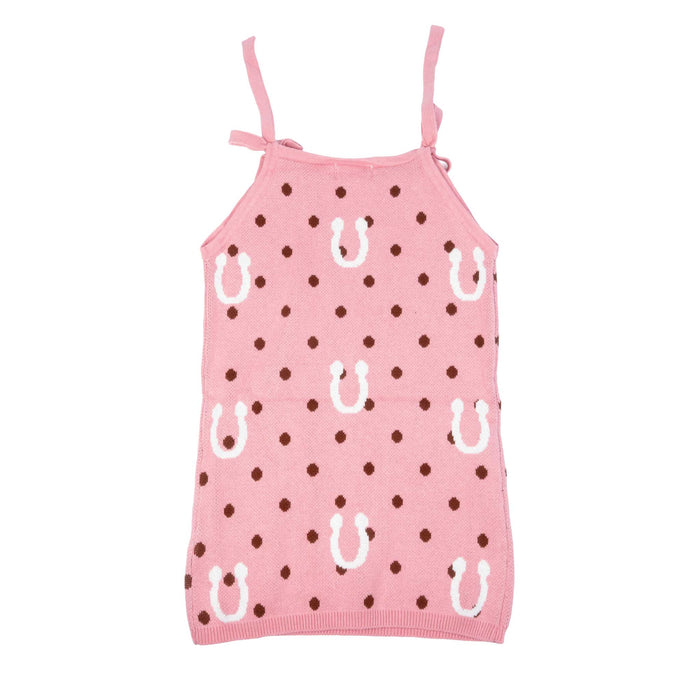 Girl's Horseshoe Polka Dot Pink Dress