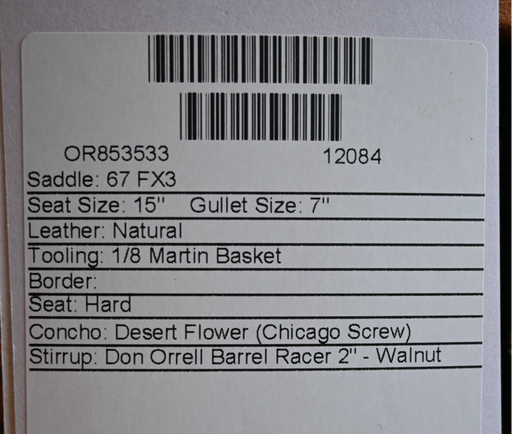 15" MARTIN FX3 BARREL SADDLE Saddles - New Martin Saddlery