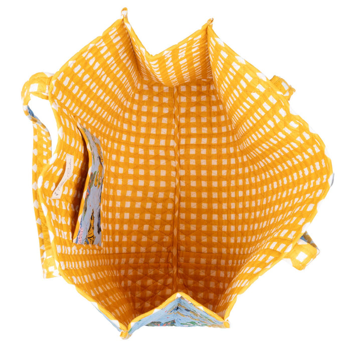 Large Blue Butterfly Quilted Tote