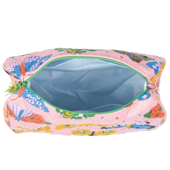 Pink Butterfly Quilted Makeup Bag