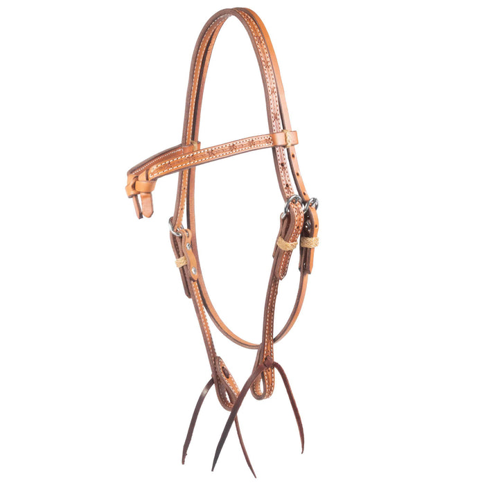 Teskey's Barbwire Crossover Browband Headstall Tack - Headstalls Teskey's Light Oil