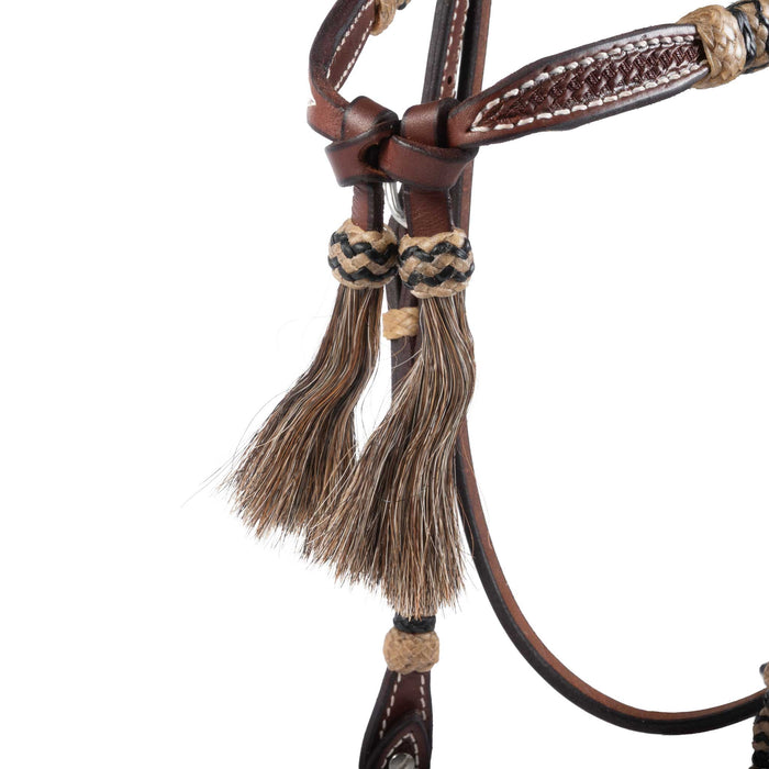 Teskey's Basket Stamped Crossover Headstall w/Horse Hair Tassels Tack - Headstalls Teskey's