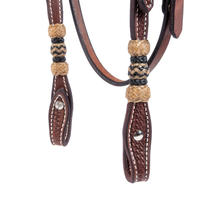 Teskey's Basket Stamped Crossover Headstall w/Horse Hair Tassels Tack - Headstalls Teskey's