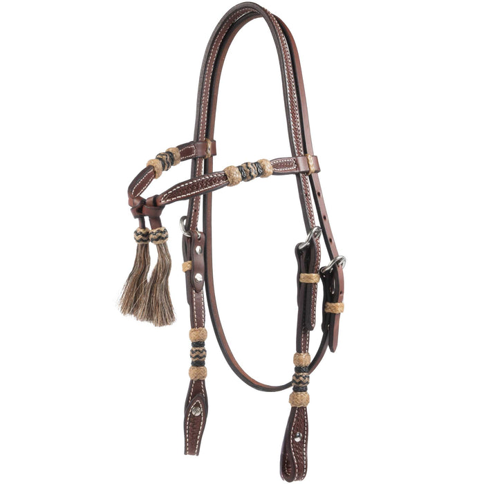 Teskey's Basket Stamped Crossover Headstall w/Horse Hair Tassels Tack - Headstalls Teskey's