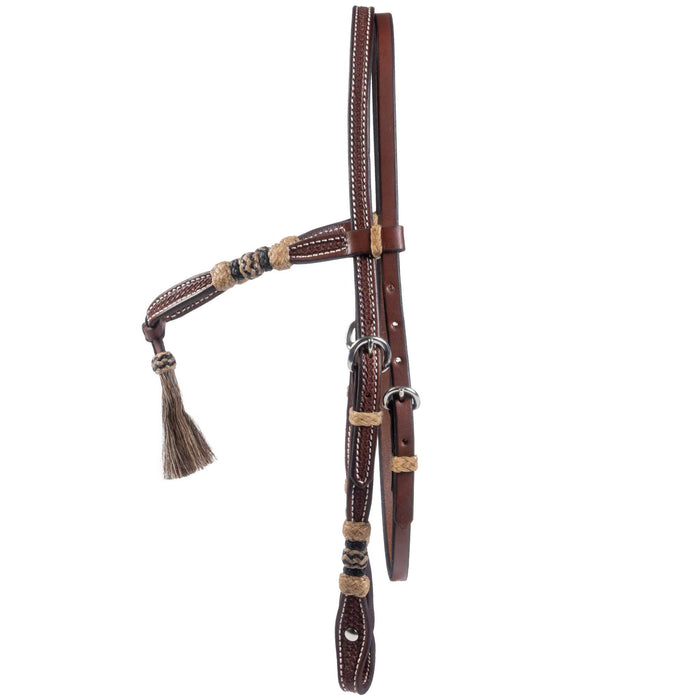 Teskey's Basket Stamped Crossover Headstall w/Horse Hair Tassels Tack - Headstalls Teskey's