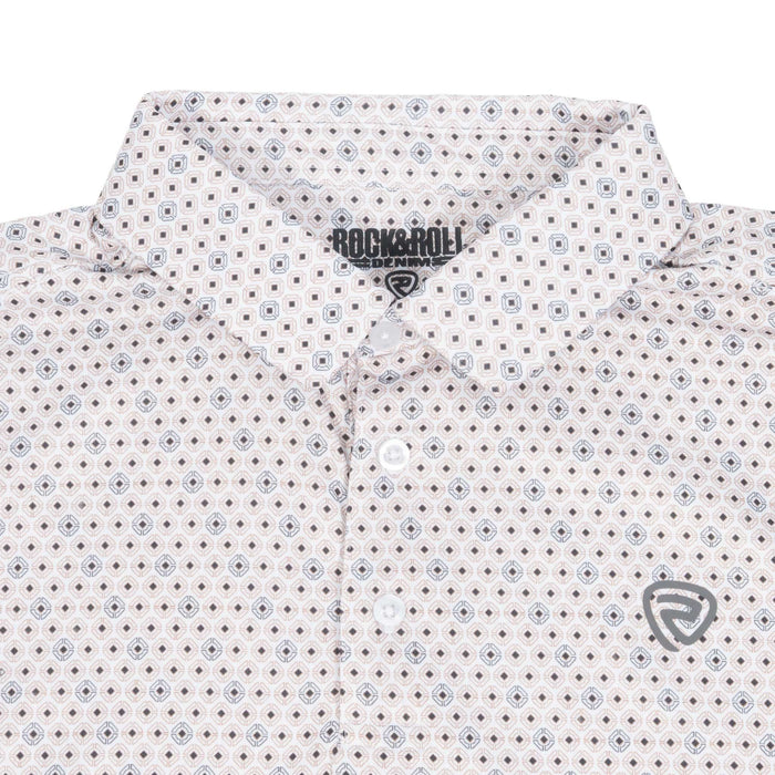 Rock & Roll Denim Men's White Geo Polo Shirt