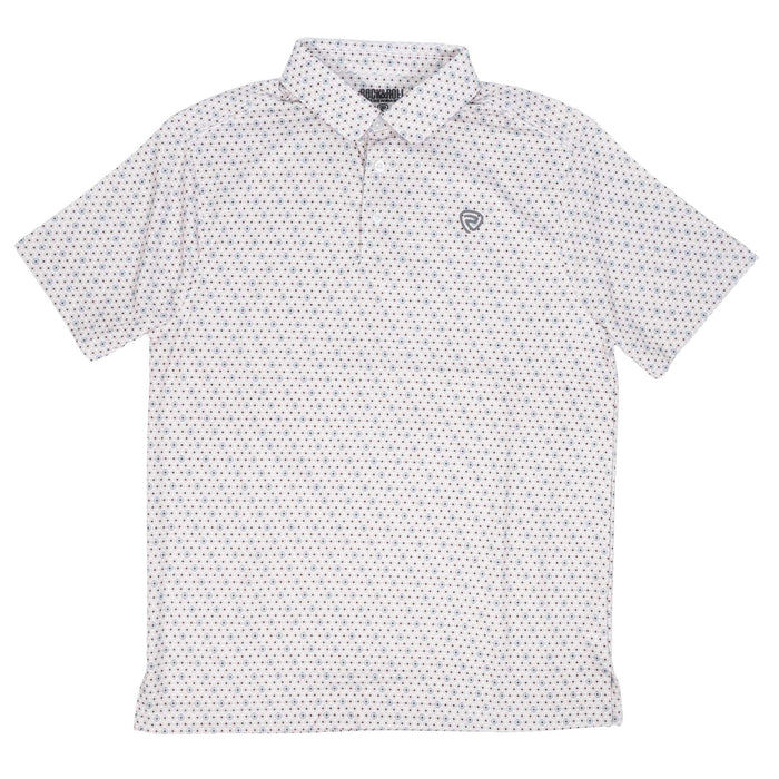 Rock & Roll Denim Men's White Geo Polo Shirt