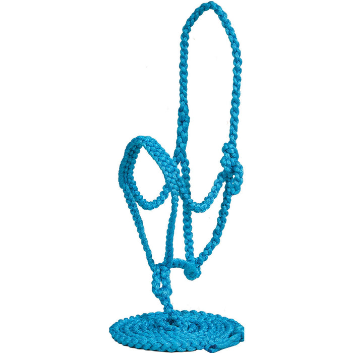 Mustang Flat Nose Braided Halter w/Lead Tack - Halters & Leads Mustang Turquoise