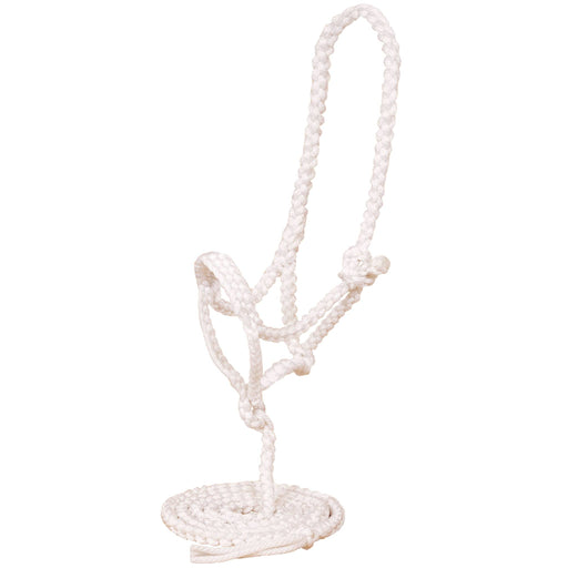 Mustang Flat Nose Braided Halter w/Lead Tack - Halters & Leads Mustang White