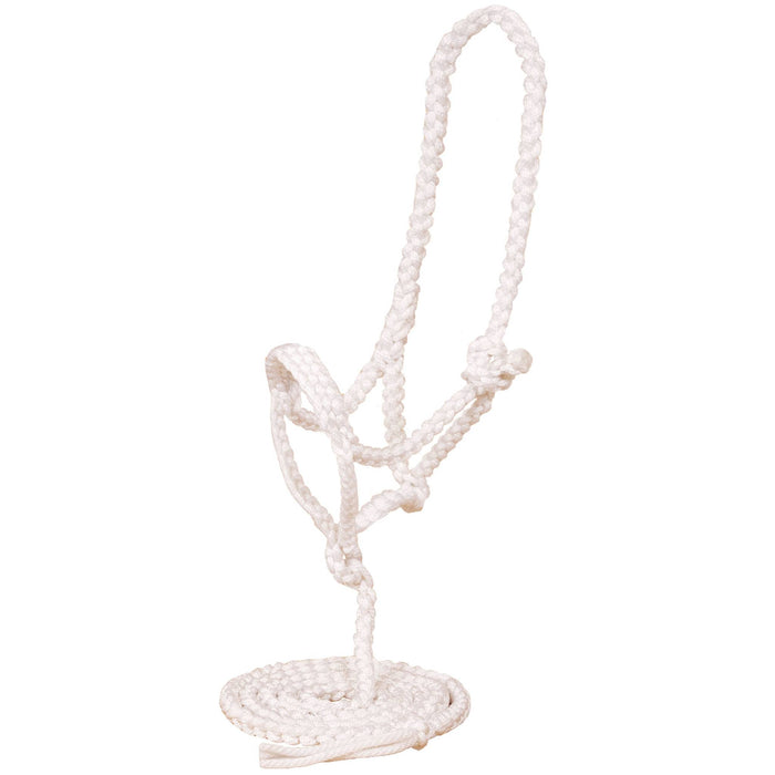 Mustang Flat Nose Braided Halter w/Lead Tack - Halters & Leads Mustang White