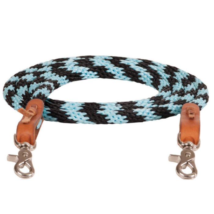 Round Braided Trail Rein Tack - Reins Mustang Turquoise/Black