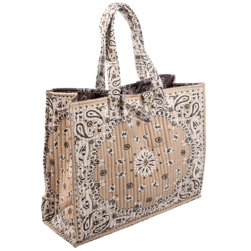 Tan Bandana Tote Bag ACCESSORIES - Luggage & Travel - Tote Bags Panache Apparel