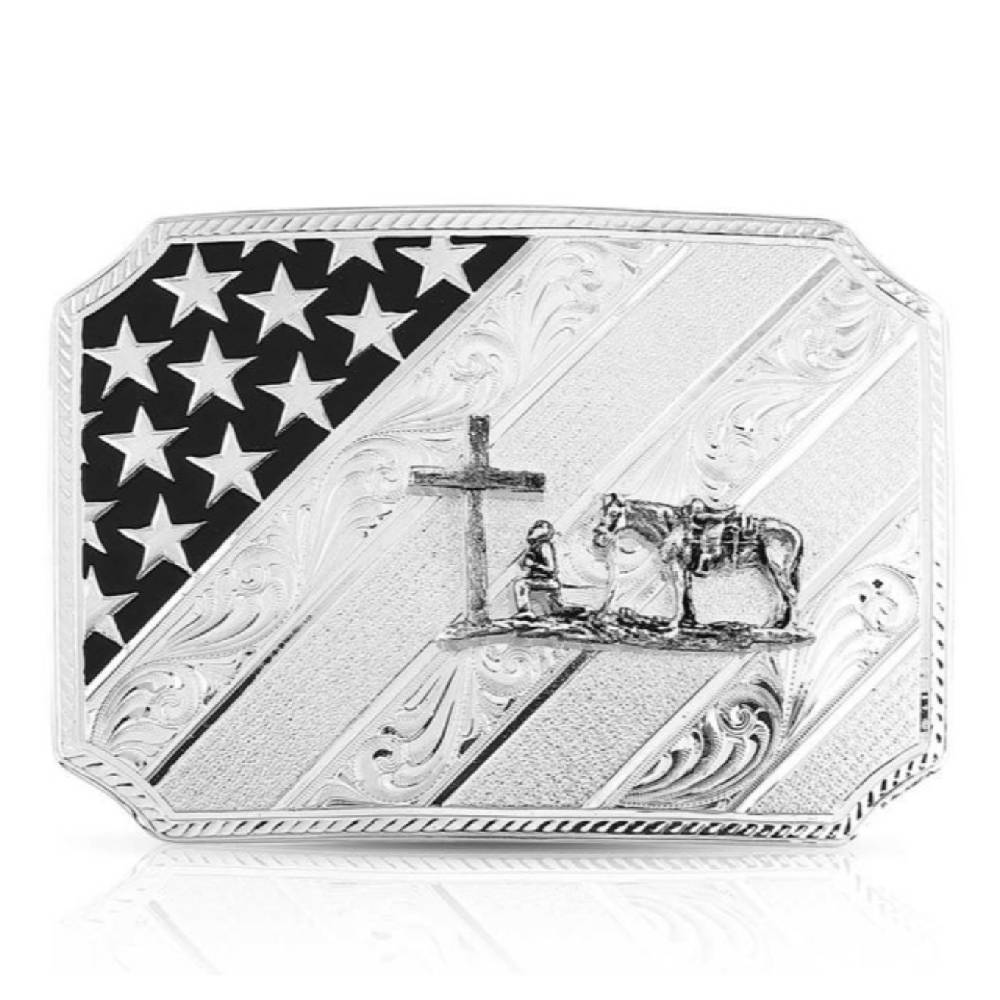 Montana Silversmiths All American Flag Christian Belt Buckle ACCESSORIES - Additional Accessories - Buckles Montana Silversmiths   