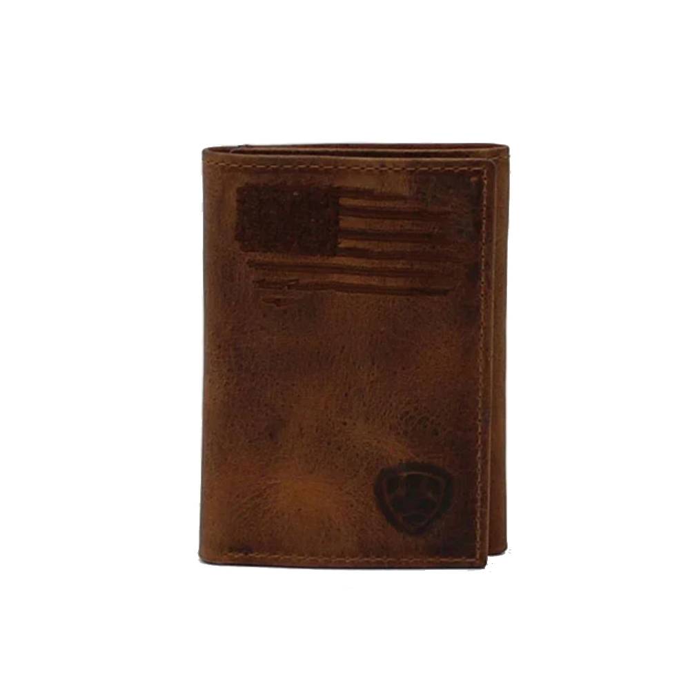 Ariat Distressed USA Flag Trifold Wallet MEN - Accessories - Wallets & Money Clips M&F Western Products   