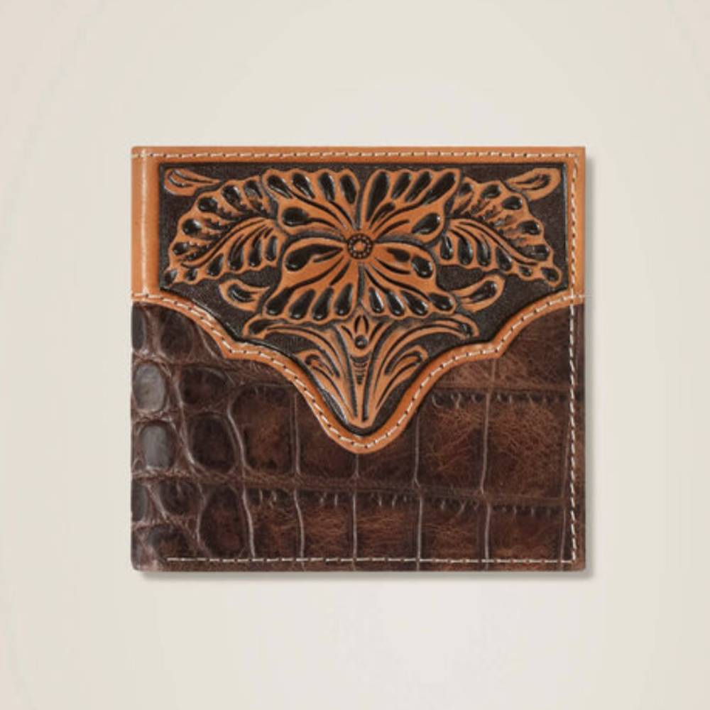 Ariat Floral Croc Bi-Fold Wallet MEN - Accessories - Wallets & Money Clips M&F Western Products   