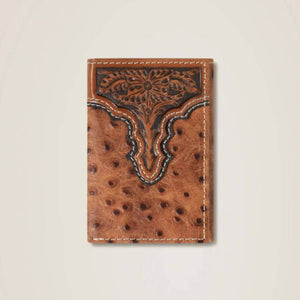 Ariat Ostrich Floral Tri-Fold Wallet MEN - Accessories - Wallets & Money Clips M&F Western Products   