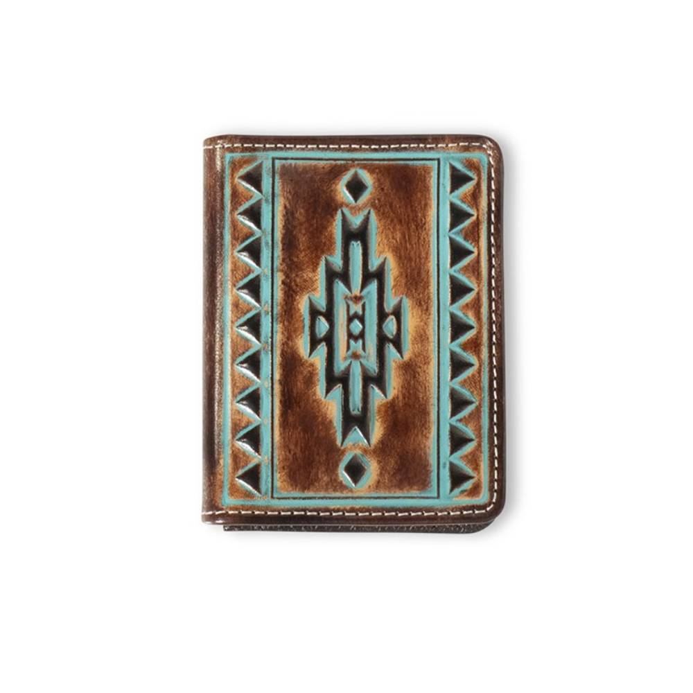 Ariat Turquoise Outline Southwest Bifold Flipcase Wallet MEN - Accessories - Wallets & Money Clips M&F Western Products   