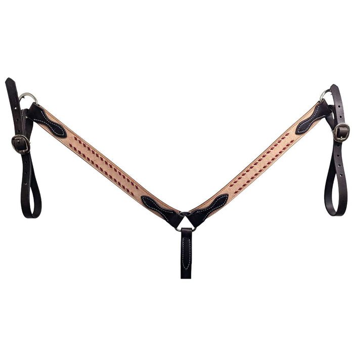 Teskey's Red Buck Stitched Chocolate Breast Collar Tack - Breast Collars Teskey's