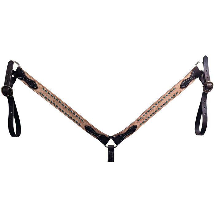 Teskey's Turquoise Buck Stitched Chocolate Breast Collar Tack - Breast Collars Teskey's