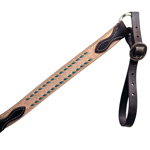 Teskey's Turquoise Buck Stitched Chocolate Breast Collar Tack - Breast Collars Teskey's