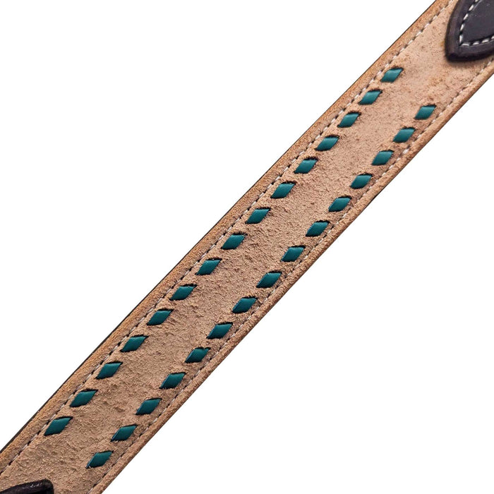 Teskey's Turquoise Buck Stitched Chocolate Breast Collar Tack - Breast Collars Teskey's