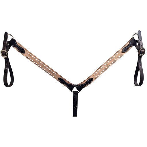 Teskey's White Buck Stitched Chocolate Breast Collar Tack - Breast Collars Teskey's