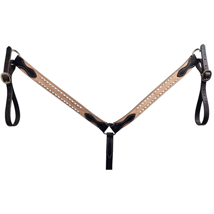 Teskey's White Buck Stitched Chocolate Breast Collar Tack - Breast Collars Teskey's