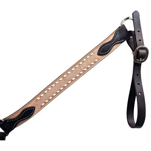 Teskey's White Buck Stitched Chocolate Breast Collar Tack - Breast Collars Teskey's