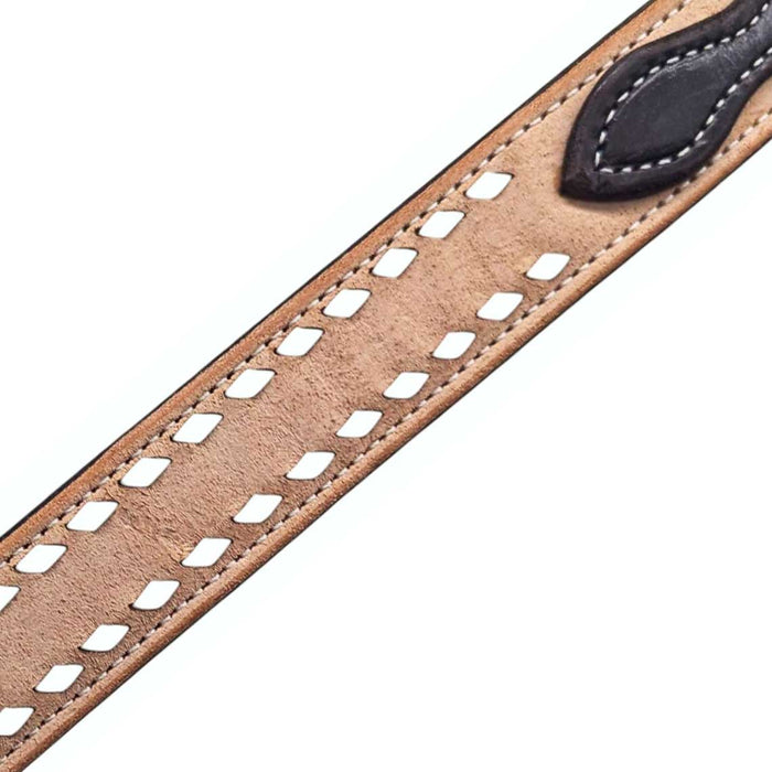 Teskey's White Buck Stitched Chocolate Breast Collar Tack - Breast Collars Teskey's