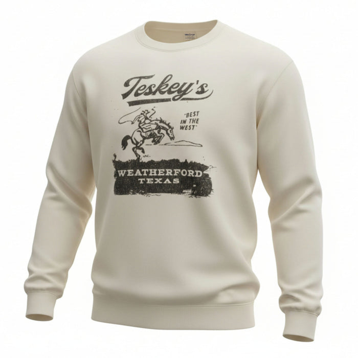 Teskey's Bronco Fleece Crew Sweatshirt - Ivory TESKEY'S GEAR - Sweatshirts & Hoodies Teskey's