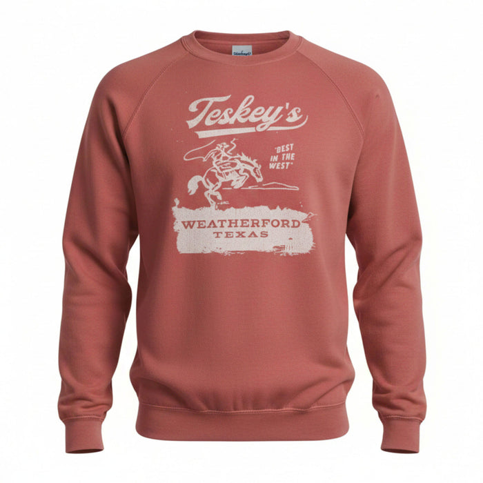 Teskey's Bronco Fleece Crew Sweatshirt - Red TESKEY'S GEAR - Sweatshirts & Hoodies Teskey's