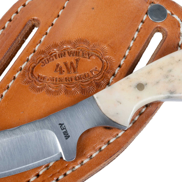 Justin Wiley Carbon Steel Skinner Knife with White Bone Handle