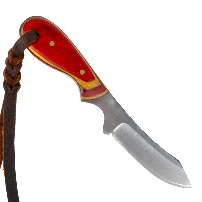 Justin Wiley Carbon Steel Skinner Knife w/Red Wood Handle