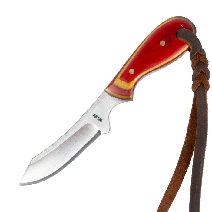 Justin Wiley Carbon Steel Skinner Knife w/Red Wood Handle
