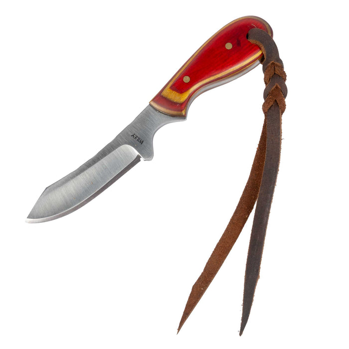 Justin Wiley Carbon Steel Skinner Knife w/Red Wood Handle