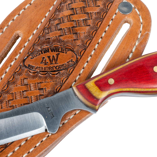 Justin Wiley Carbon Steel Skinner Knife w/Red Wood Handle Knives Justin Wiley