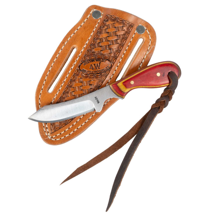 Justin Wiley Carbon Steel Skinner Knife w/Red Wood Handle