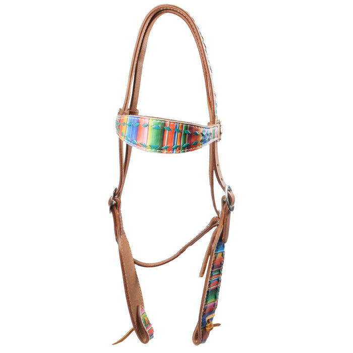 Teskey's Serape Browband Headstall w/Colored Buckstitch Tack - Headstalls Teskey's
