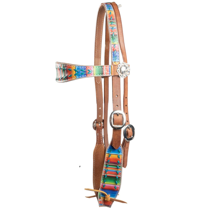 Teskey's Serape Browband Headstall w/Colored Buckstitch Tack - Headstalls Teskey's