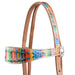 Teskey's Serape Browband Headstall w/Colored Buckstitch Tack - Headstalls Teskey's Turquoise