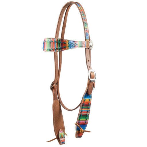 Teskey's Serape Browband Headstall w/Colored Buckstitch Tack - Headstalls Teskey's