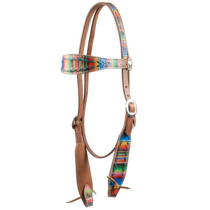 Teskey's Serape Browband Headstall w/Colored Buckstitch Tack - Headstalls Teskey's