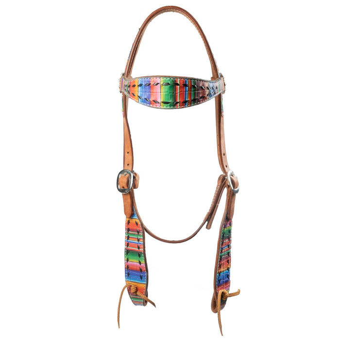 Teskey's Serape Browband Headstall w/Colored Buckstitch Tack - Headstalls Teskey's